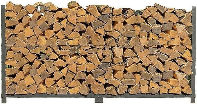 Woodhaven 8 Foot 1/2 Cord Firewood Log Rack With No Cover - Made In USA - Outdoor Use Lifetime Structural Warranty - Black Texture Powder Coat Finish - Made With Heavy Duty Steel (No Cover)