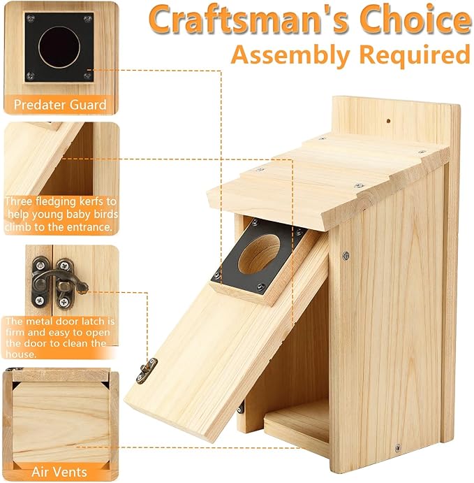 Wooden Bird Houses for Outside with Paint Set, Crafts & DIY Birdhouse Kits for Adults & Kids to Build, Bird House Outdoor for Bluebird Finch Swallow Wren Chickadee