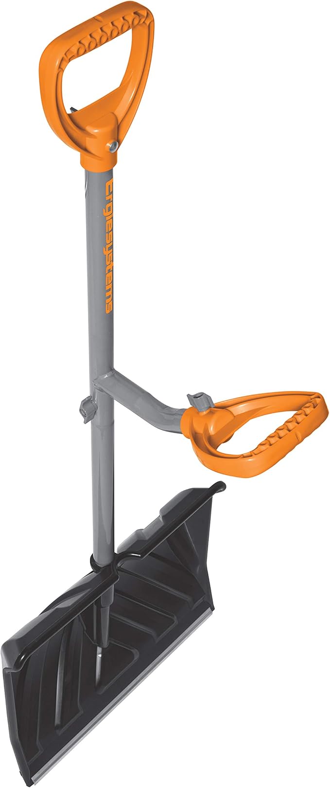 ErgieShovel Ergonomic Snow Shovel, 18" Push + Scoop Blade, 34.5" Sturdy Steel Shaft, 4 lb – Dual D-Ring Handle Grips for Less Back Strain, Aluminum Wear Strip, Durable & Lightweight, ERG-SNSH18