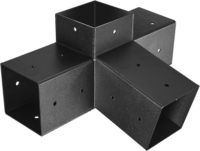 VEVOR Pergola Kit, 4x4 Inch 4-Way Slanted Bracket for 3.5x3.5 Inch Wood Beams in Actual Size, Carbon Steel Pergola Bracket with Post Base and Wall Mount Base, for Outdoor Pergolas, Gazebos, Sheds