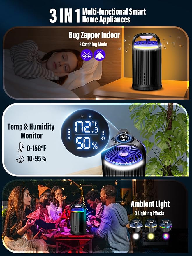 Fruit Fly Traps for Indoors, Smart Fly Trap Indoor Bug Zapper Gnat Traps for House Indoor Plant, Pest Control with 10PCS Refills