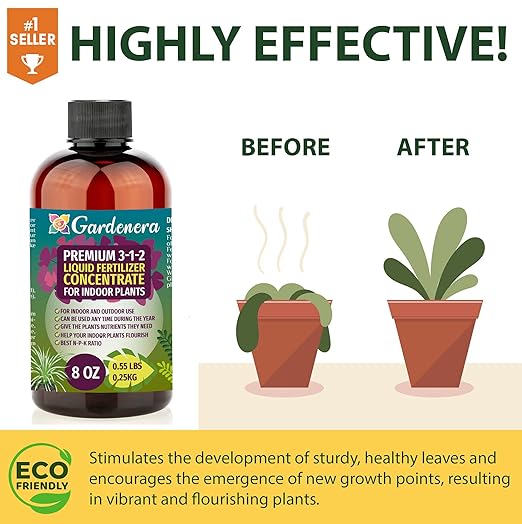 Premium Liquid Money Tree Plant Fertilizer - 3-1-2 Concentrate for Indoor Plants and Flowers by Gardenera | Organic Plant Food for Money Tree - 8oz