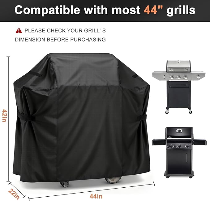 LBTING Grill Cover, 44-inch Heavy Duty 300D Oxford Waterproof Windproof UV Resistant BBQ Gas Grill Cover for Outdoor Barbecue Fit Most Brands Weber, Brinkmann, Char Broil, Holland