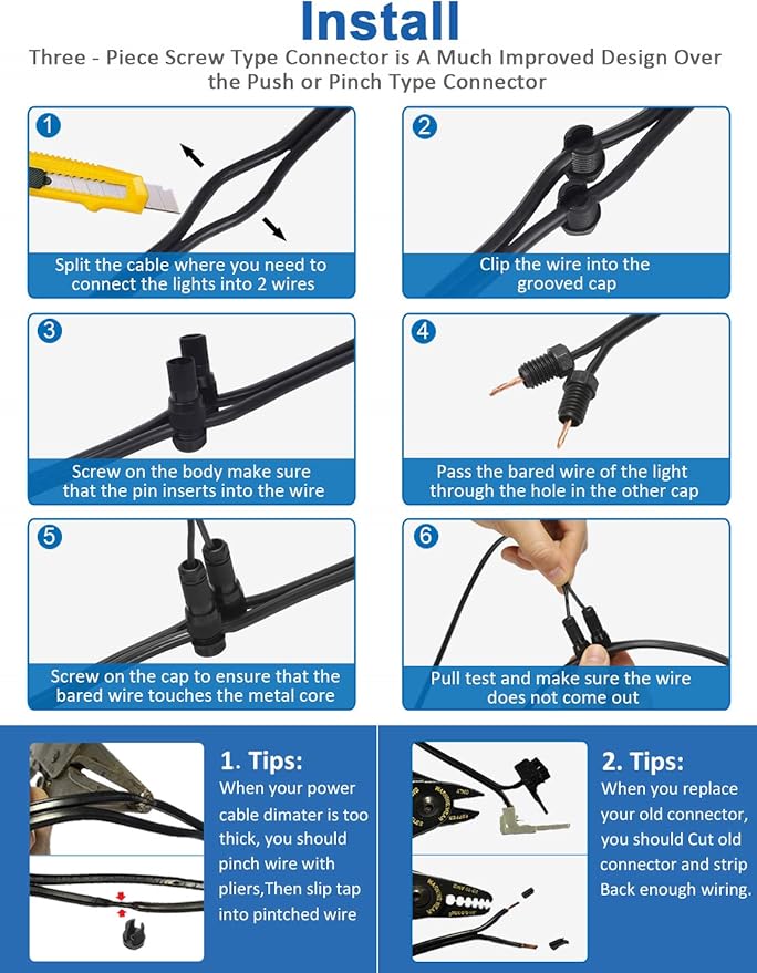 SUNVIE Low Voltage Fastlock Wire Connectors for Landscape Lighting Path Lights 12-14 Gauge Cable Connector Work with Malibu Paradise Moonrays and Other Outdoor Lighting Brands (20 Pack)