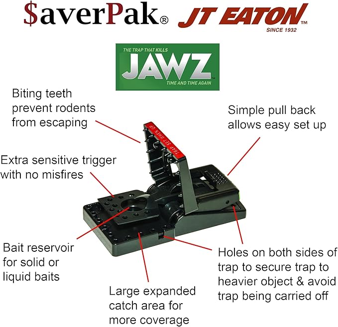$averPak 24 Pack - Includes 24 JT Eaton Jawz Mouse Traps for use with Solid or Liquid Baits (24 Pack) Case Pack