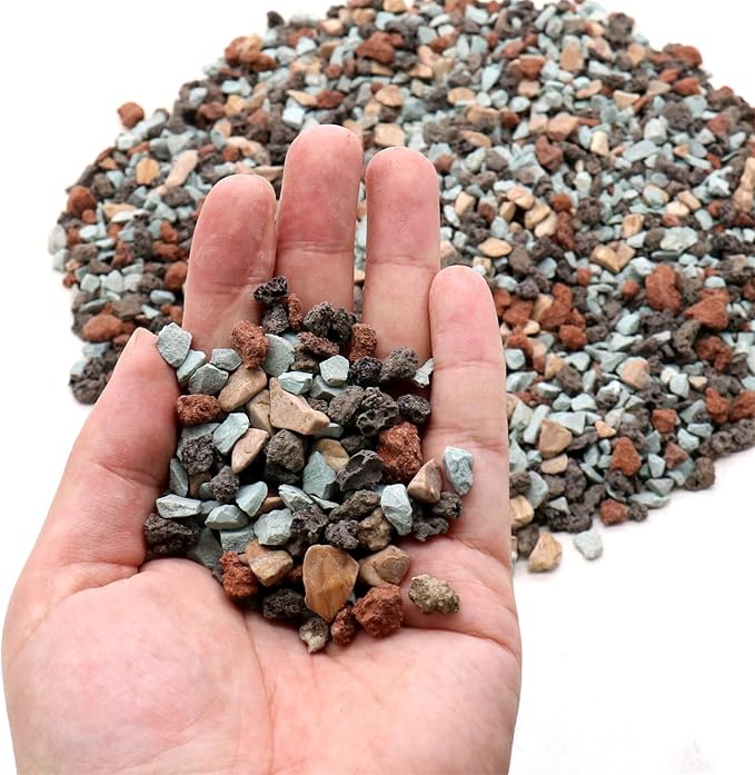 Volcanic Rock for Plants. Gritty Mix. Mixed Color Lava. 1/5 Inch - 2 lbs for Potting Soil, Succulents, Pots, Plants, Gardening (Mini (0.2 Inch), Horticultural - Bonsai Mix, 2)