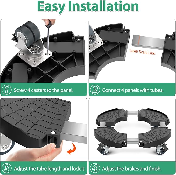 VANCASTLE Plant Caddy with Lockable Wheels Heavy Duty 450lbs Capacity, 15-22 Inch Adjustable Plant Stand with Wheels Rolling base, Plant Dolly for Flower Pot Mover Indoor Outdoor, Black, 2 Pack