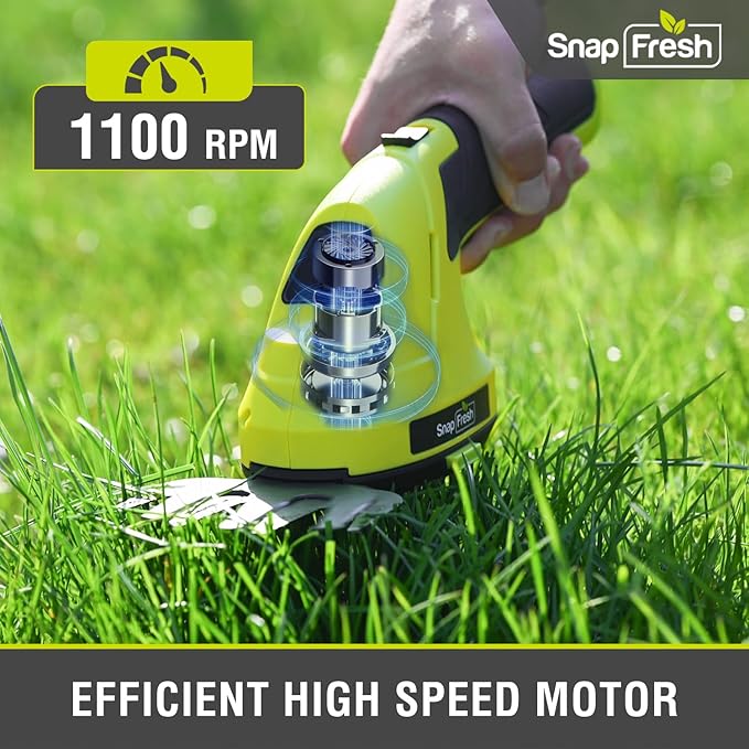 SnapFresh Hedge Trimmer Cordless & Electric Grass Shear - 2 in 1 Handheld Bush Trimmer, Small Grass Trimmer with Battery & Type-C Cable, Lightweight Shrub Trimmer for Garden