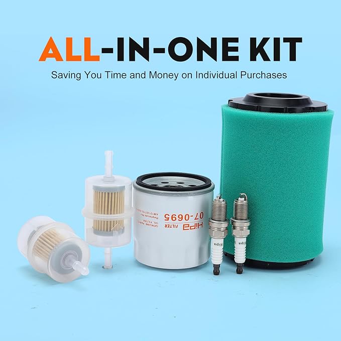 Hipa 32 083 13-S Air Filter Tune Up Kit for Kohler 7000 Series Pro Kohler KT725 KT735 KT740 KT745 EKT740-EKT750 22HP-26HP Engine Lawn Mower W 52 050 02 Oil Filter Fuel Filter Parts