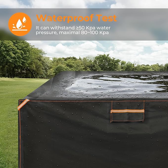 ESSORT Extra Large Weatherproof Outdoor Furniture Cover, Heavy Duty Waterproof Oxford Outdoor Dining Table Tarp Patio Set Cover with Vent for Outside Tables, Sofa, Chairs (Black, 124" x 63" x 29")