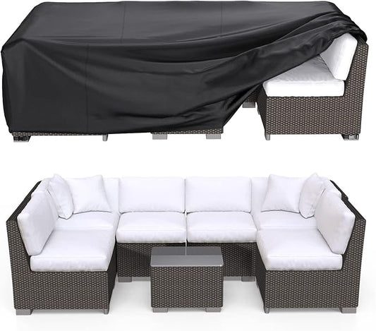 Patio Furniture Covers, Heavy Duty Outdoor Furniture Cover Waterproof, Sectional Sofa Set Cover Table and Chair Set Covers 124" L × 71" W × 29"