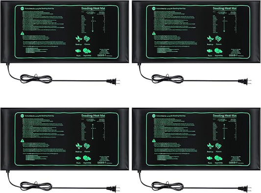 4 Pack Seedling Heat Mat Heating Mat for Seedlings Grow Mats Waterproof Hydroponic Heating Pad Heat Plant Heating Mat for Indoor Plants Grow Seed Starting Greenhouse(10" x 20.75")