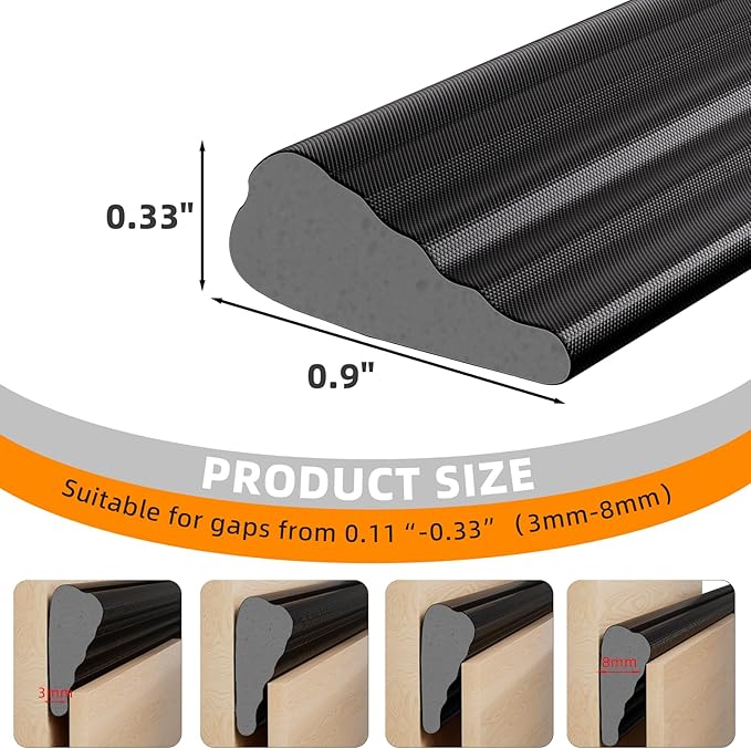 1 Pack*9.8 F Self-Adhesive Wedge Foam Window Weather Stripping Door Seal Strip, Soundproof Exterior Front Door Frame Gap Filler, Draft Stopper Foam Tape Noise Light Blocker (Black)