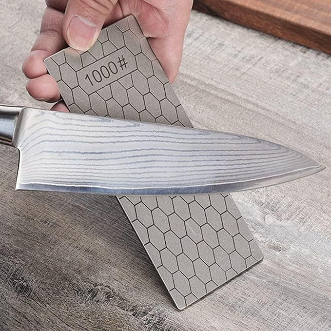 11 Pcs Diamond Sharpening Stone, with Angle Guide and Leather Strop, Knife Sharpener Stone Whetstone Honeycomb Surface Plate with Non-slip Base for Pocket Knives Scissors