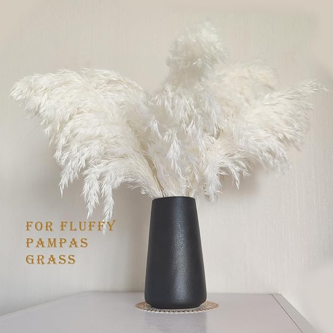 Matte Black Vase - Black Flower vase, 6" Small Simple Modern Ceramic Vases for Flower/Pampas Grass, Minimalist Farmhouse Boho Vase for Centerpieces, Home Decor, Bathroom Decor