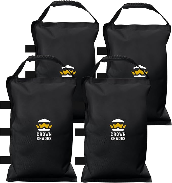 CROWN SHADES Sand Bags for Canopy Legs (150 LBS) Sandbags for Weight, Canopy Weights, Pop Up Tent Weights Bags, Black (Unfilled)