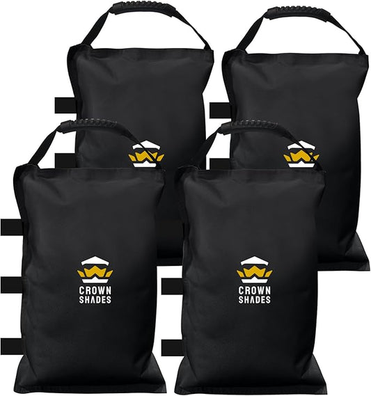 CROWN SHADES Sand Bags for Canopy Legs (150 LBS) Sandbags for Weight, Canopy Weights, Pop Up Tent Weights Bags, Black (Unfilled)