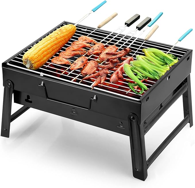 Barbecue Grill Portable BBQ Charcoal Grill Smoker Grill for Outdoor Cooking Camping Hiking Picnics Backpacking