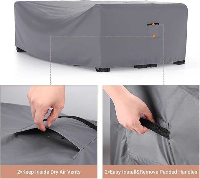 Mrrihand Heavy Duty Patio Furniture Covers, Outdoor Furniture Covers Waterproof Sectional Sofa Set, Patio Table and Chair Set Cover 102" L×74" W×28" H,Grey