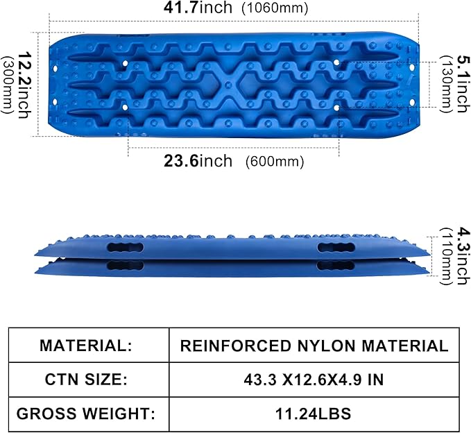 X-BULL New Recovery Traction Tracks Sand Mud Snow Track Tire Ladder 4WD (Blue, 3gen), Bag+Hardware+Tracks