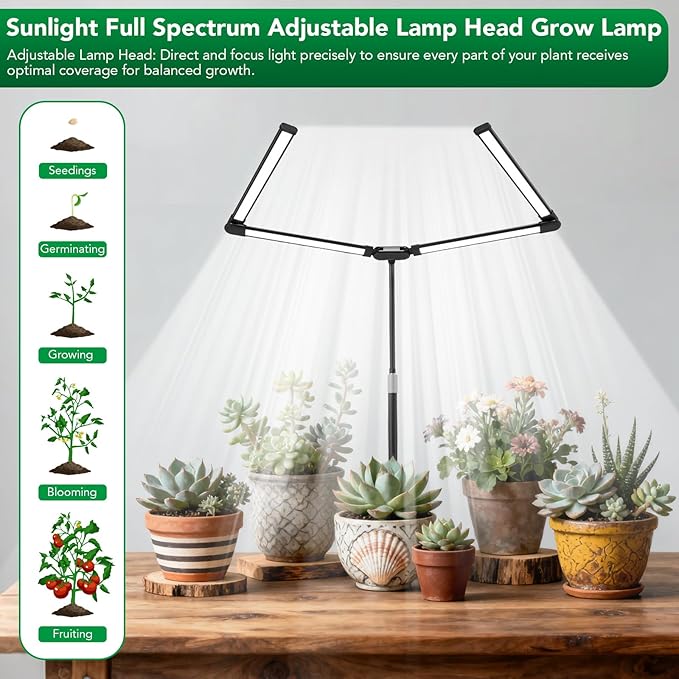 Sondiko Tall Full Spectrum Grow Lights for Indoor Plants, LED Grow Light with Automatic Timer, 9-Level Dimmable, Adjustable Lamp Angle Plant Lights for Indoor Growing