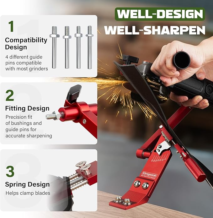 Lawn Mower Blade Sharpener, Lawnmower Blade Sharpening Tool with Blade Balancer, Blade Sharpner Kit