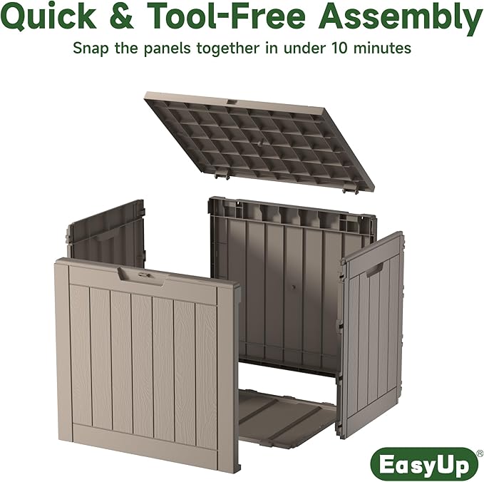 30 Gallon Resin Deck Box Waterproof, UV Resistant Outdoor Storage Box for Delivery, Patio, Garden, and Porch,Striped Gray
