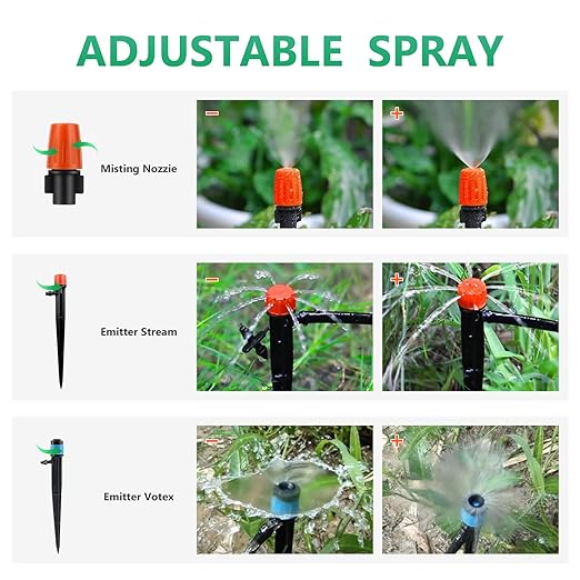 240FT Drip Irrigation System, Automatic Drip Irrigation Kit with 1/2 inch Hose 1/4 inch Distribution Tubing and Accessories for Greenhouse, Yard, Lawn, Plant