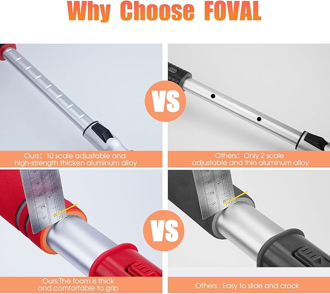 FOVAL 47.2" Extendable Ice Scraper Snow Brush with Squeegee for Windshield Window Car Trucks SUVs, 270° Pivoting Brush Head, Essential Winter Tool Ice Snow Remover with Comfortable Foam Grip