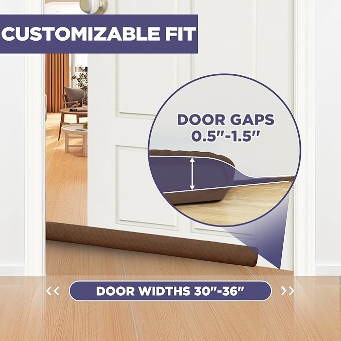 Ciieyuo® All-Weather Door Draft Stopper – Universal Under Door Seal & Sound Proofing Strip | Blocks Drafts, Light, Odors | Works on Windows, Garage, RV Doors
