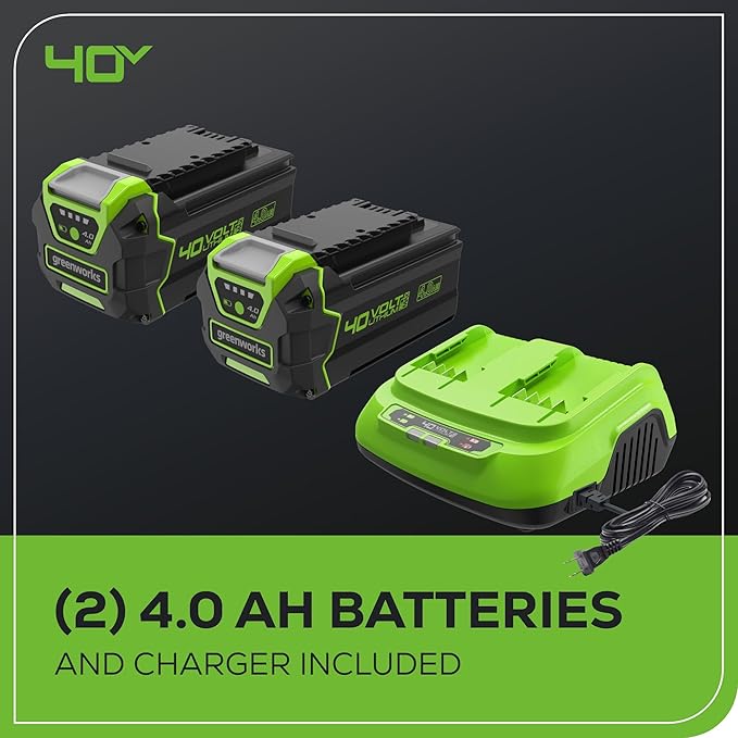 Greenworks 40V 25" Brushless Cordless (Self-Propelled) Lawn Mower (75+ Compatible Tools), (2) 4.0Ah Batteries and Dual Port Rapid Charger Included