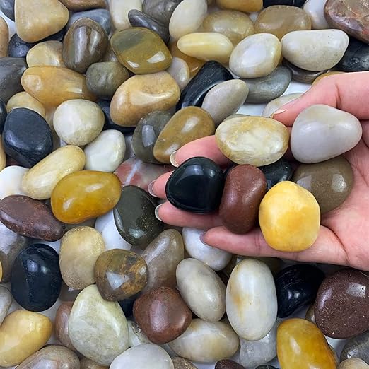 10 lbs Natural Pebbles for Plants, Small Polished Mixed Color River Rocks for Planters, Terrarium, Garden, Vase Fillers,Fish Tank and Outdoor Landscaping Rocks