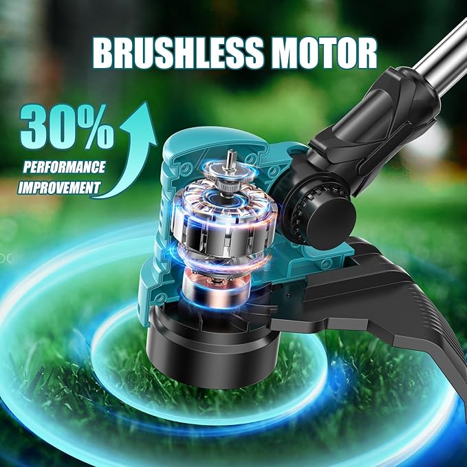 12-Inch 21V Cordless String Trimmer, Electric Weed Wacker, 2 in 1 Trimmer & Edger with Fast Charger, 2 X 3.0Ah Battery Powered Grass Mover, Portable Weed Eater for Lawn Yard Garden