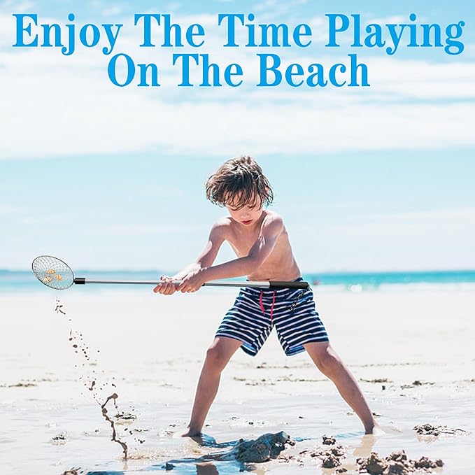 2 Pack 5.3 Inch Beach Sand Sifter- 22~35 Inch Adjustable Shark Tooth Sifter- Sand Scoop Shell Scooper for Beach- Beach Scoop Shovel and Sifter Tool for Picking Up Shells Beachcombing & Rock Hunting