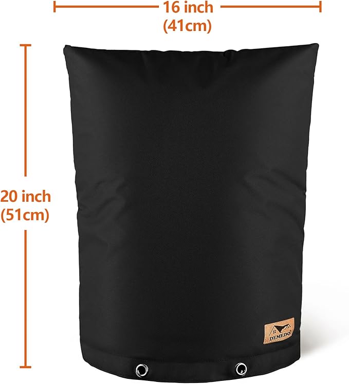 Backflow Preventer Insulation Cover - Water Pipe Insulation Sprinkler Cover for Outside - Insulated Backflow Cover Pouch for Irrigation Back Flow Valve in Winter or Sun Exposure (16"W x 20"H, BLACK)