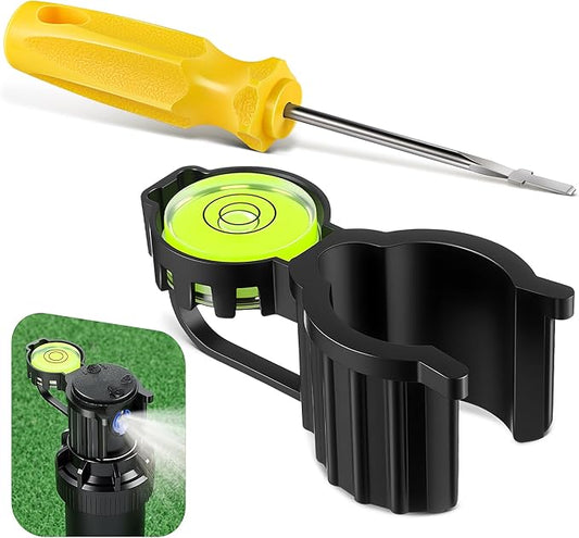 Sprinkler Head Tool Compatible with Rain Bird Hold-Up Tool, 2 Pcs Rotor Hold Up Kit with Bubble Level and Sprinkler Spray Head Rotor Adjustment Screwdriver for Lawn Irrigation System Repair