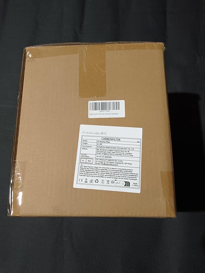 Spider Farmer 6 Inch Air Carbon Filrer Smelliness Control with Premium Australia Virgin Charcoal for Inline Duct Fan, Grow Tent Odor Control, Hydroponics, Pre-Filter Included, Reversible Flange