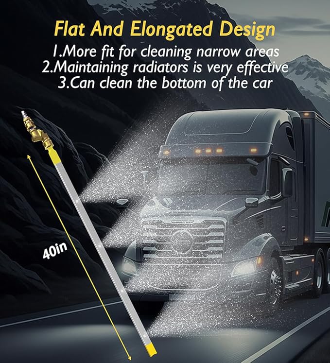 100cm/40in Radiator Cleaning Wand - Over 4500PSI Portable Pressure Washer Tool for Car Radiator Flush Kit with Adapter, Deep Clean Accessories (100cm/40in Cleaning Wand with Adapter)