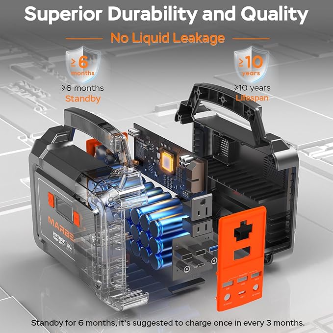 MARBERO Solar Generator 167Wh Camping Portable Power Station 200W Peak with Foldable Solar Panels 30W with AC Outlet 110V Multi-Port LED Flashlights for CPAP Home Camping Hurricane Emergency