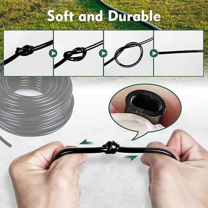 200FT 1/4 inch Drip Irrigation Tubing Blank Distribution Garden Watering Tube Line for Drip Irrigation Parts and Drip Systems, Black