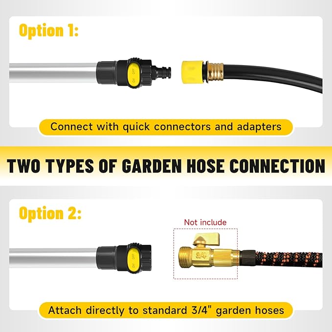 12ft (20ft Reach) Gutter Cleaning Tools from The Ground, Telescoping Rain Gutter Cleaner Tool, 270° Rotatable Gutters Cleaning Wand, Gutters Cleaning Hose Attachment & Connection Adapter