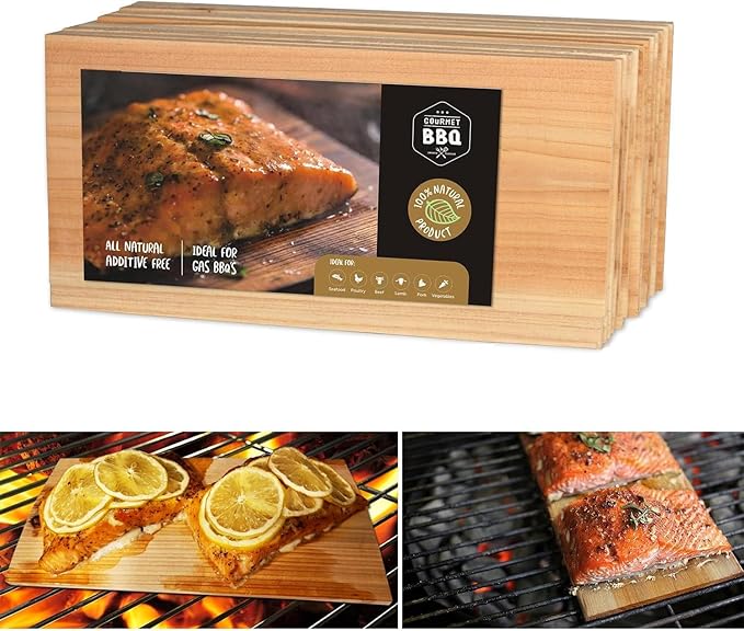 12 Pk Cedar Planks for Grilling Salmon, Meat Fish and Veggies. Adding Extra Smoke and Flavor, Soaking Fast, Cedar Grilling Planks for Clearance(11"X5", Natural Cedar Wood)
