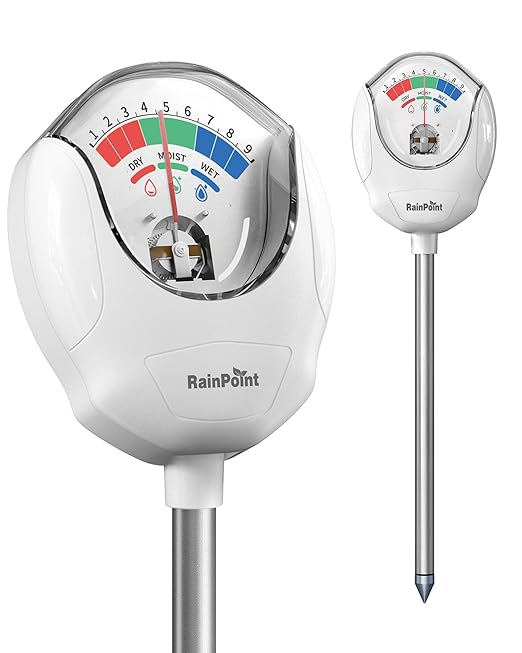 RAINPOINT Soil Moisture Meter for Plants - Accurate Plant Water Meter for Houseplants and Outdoor Plants,Gardening,Farming,No Batteries Needed(White