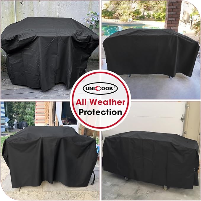 Unicook 28 Inch ProSeries Griddle Cover for Blackstone, Flat Top BBQ Grill Cover for Outdoor Grill, Heavy Duty Waterproof Cooking Station Protector with Sealed Seam, 60 Inch, Black
