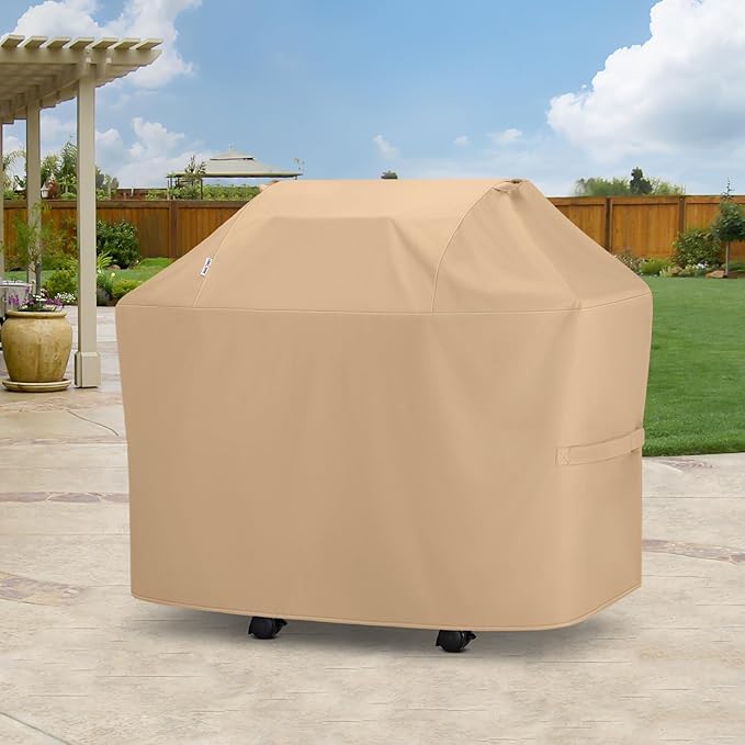 Unicook BBQ Grill Cover for Outdoor Grill 48 Inch, Heavy Duty Waterproof 2 Burner BBQ Cover, Compatible with Weber Char-Broil and Nexgrill Gas Grills, All Weather Protection, Light Brown