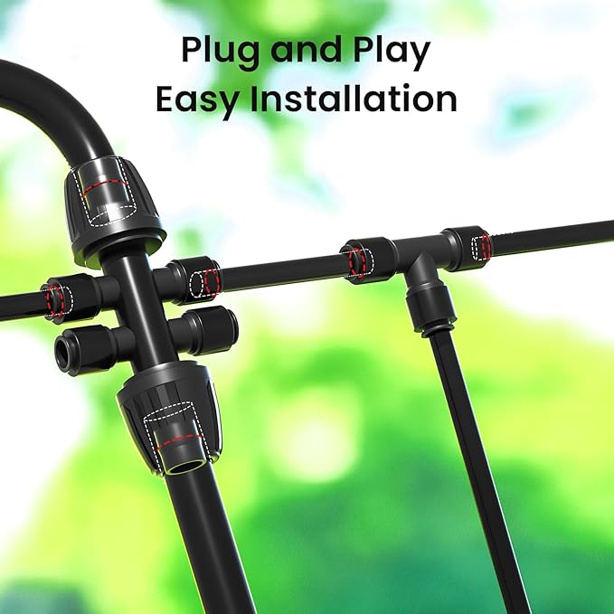 MIXC 247 FT Drip Irrigation System,Quick Connector Garden Watering System Automatic Sprinkler System Kit for Lawn Raised Bed Greenhouse Plant Watering System with 1/4'' Tubing,Drip Emitters,Connectors