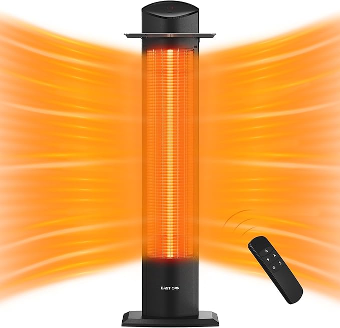 EAST OAK 24H Timer & 2 Heat Levels, 41in Patio Infrared Heater, IP55 Waterproof 1500W Garage Heater with Tip-over & Overheating Protection for Backyard, Garage, Porch, Balcony