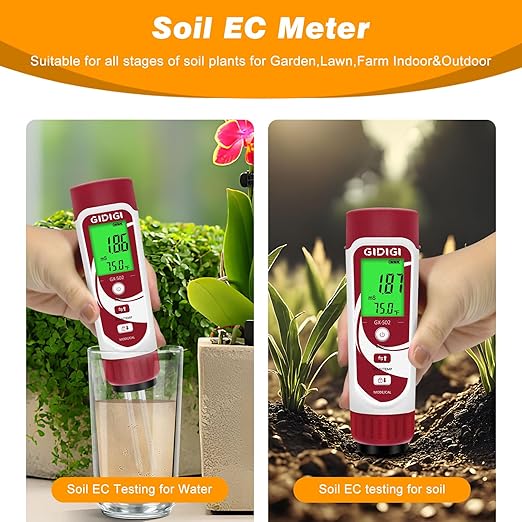 Moisture Meter for Plants, 3 in 1 Digital Soil Moisture Meter,Soil Moisture Meter and Soil EC Meter for Farms, Gardens, Orchards, Home Planting, Indoor Plants, Composting and Other Scenarios