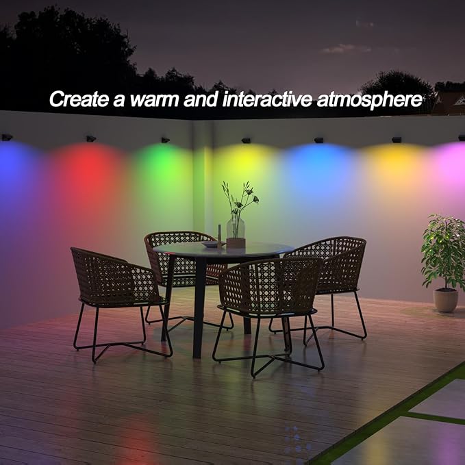 Solar Fence Lights Outdoor,Fence Solar Lights Outdoor Waterproof Led IP65 with10 Fixed Colors & RGB Color Changing for Wall Backyard Step Railing Patio Pool Porchaily&Holiday Decorations (4)