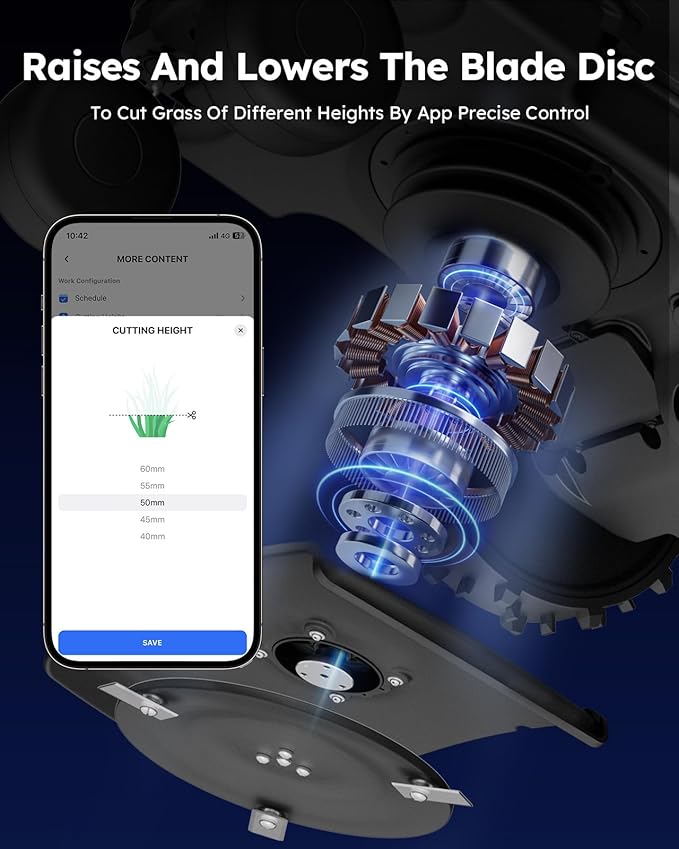 Robot Lawn Mower with Boundary Wire - for 1/4 Acre 300% Higher Efficiency of Grid-Shaped Mowing Path, Automatic Robotic Lawn Cutter Mowers with Auto Mapping & Recharge, IPX6 Waterproof